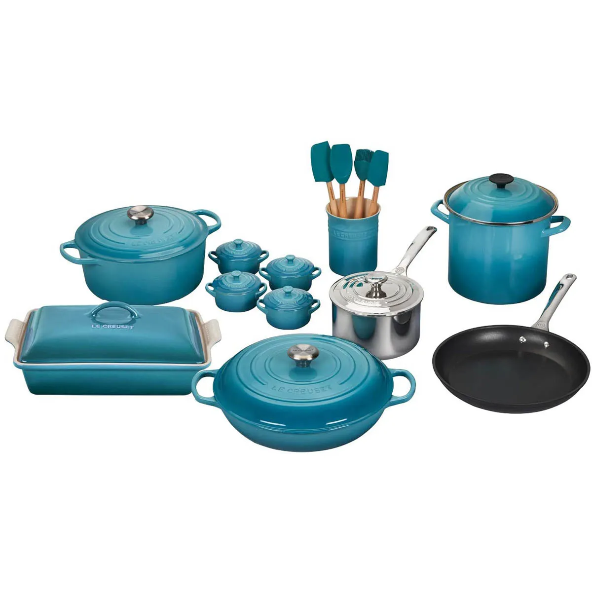 Le Creuset 20 Piece Mixed Material Set - Caribbean