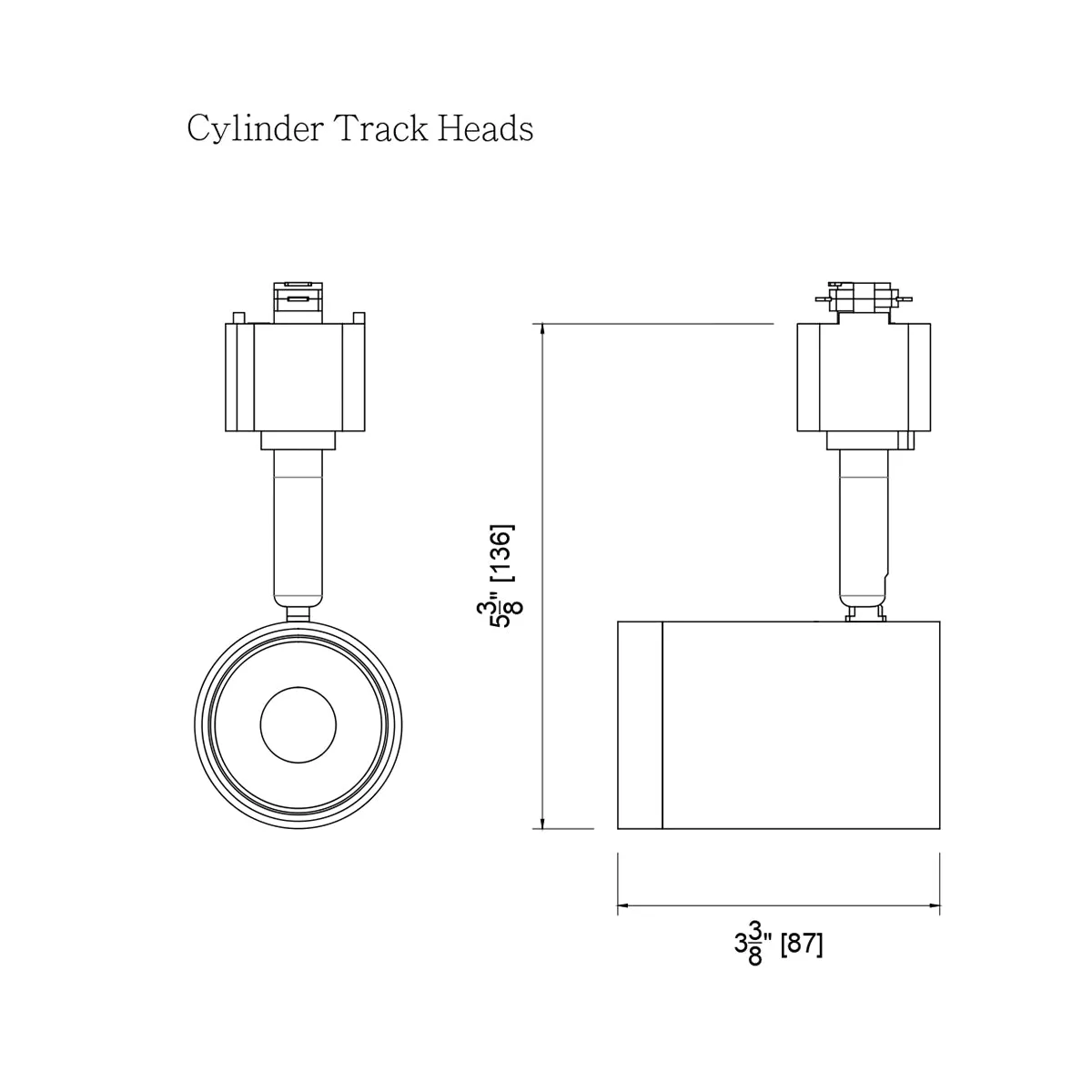 LED Small Cylindrical Halo Track Head 12W 1000 Lumens 3000K, 24°, Black and Brass