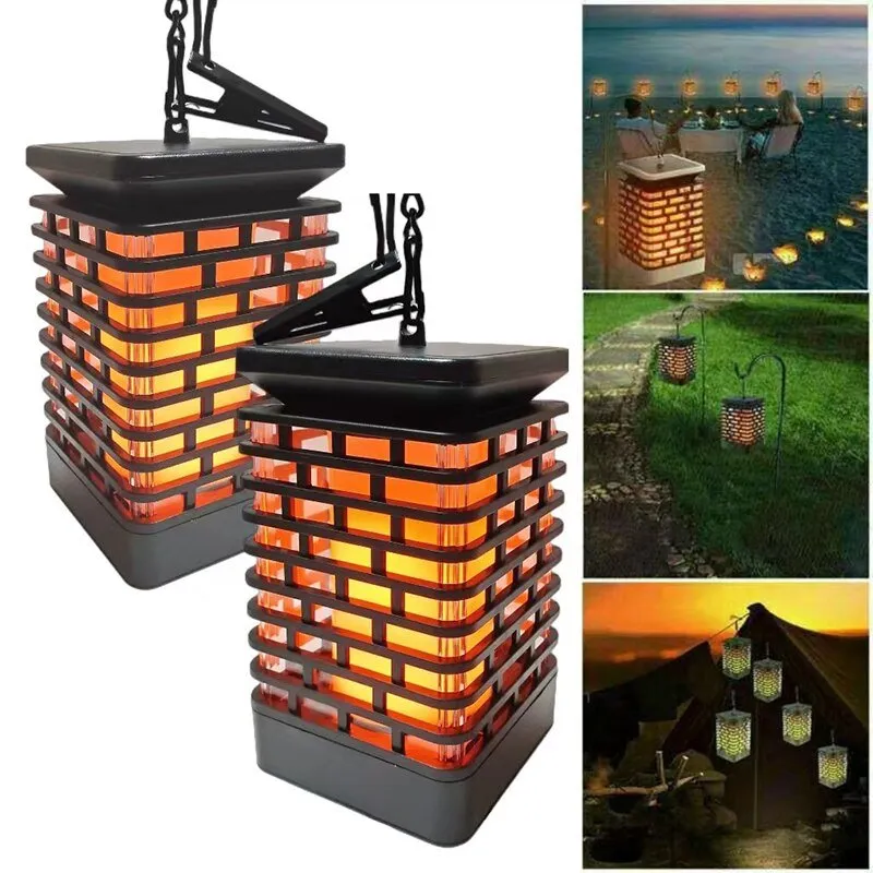 LED Solar Flickering Flame Lantern - Solar Powered Outdoor Garden Light