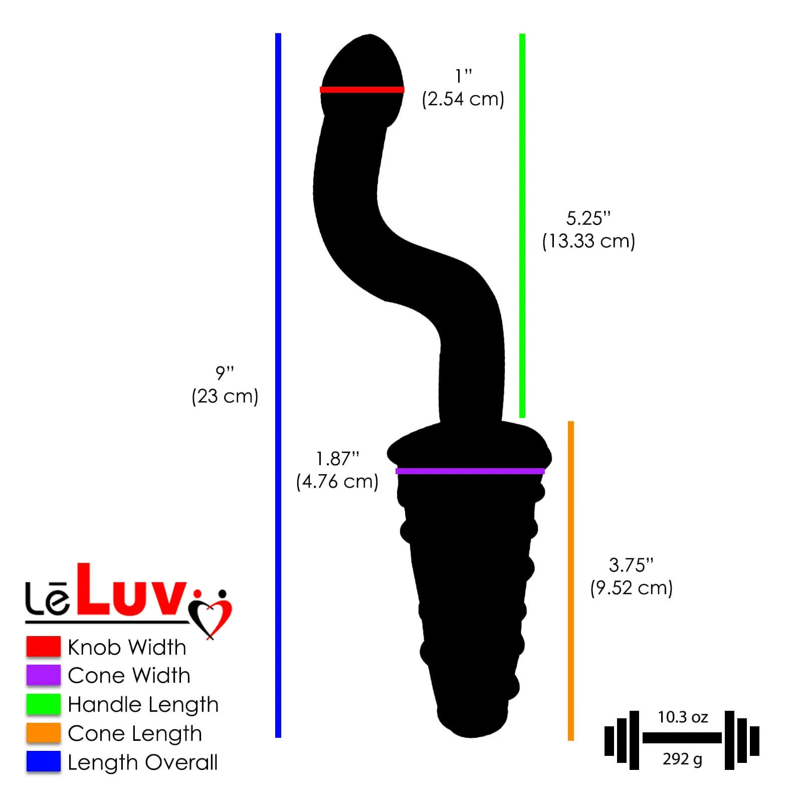 LeLuv Dildo Nubby Glass Anal Juicer Spinner Butt Plug Bundle with Premium Padded Pouch