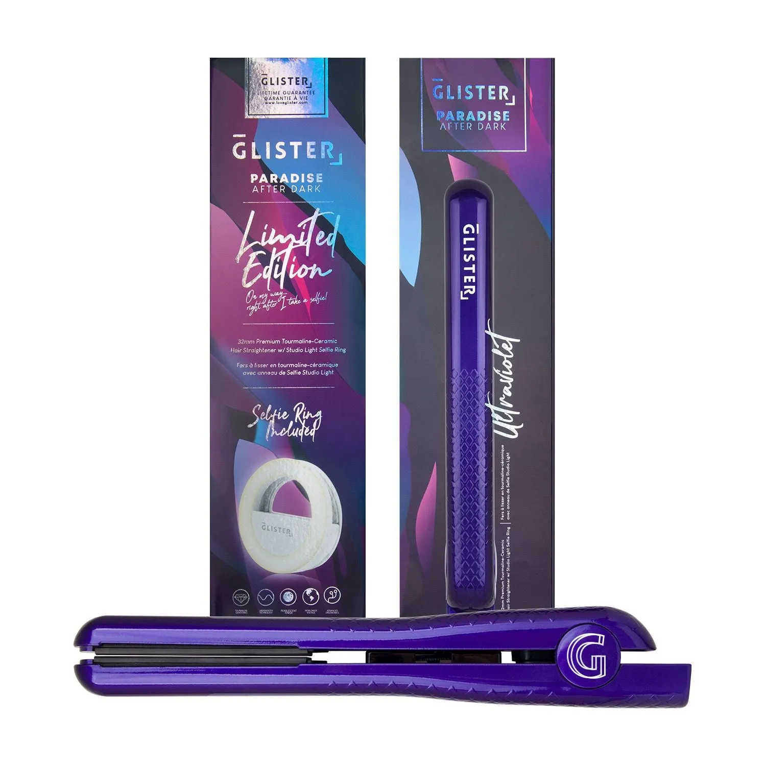 Limited Edition 1.25" "Paradise After Dark" Flat Iron (with Selfie Ring Included)