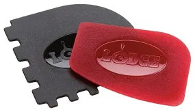 Lodge SCRAPERCOMBO Scraper Combo Set, 0.65 in L, 4.7 in W, 8-1/4 in H, Polycarbonate, Black/Red :EA: QUANTITY: 1