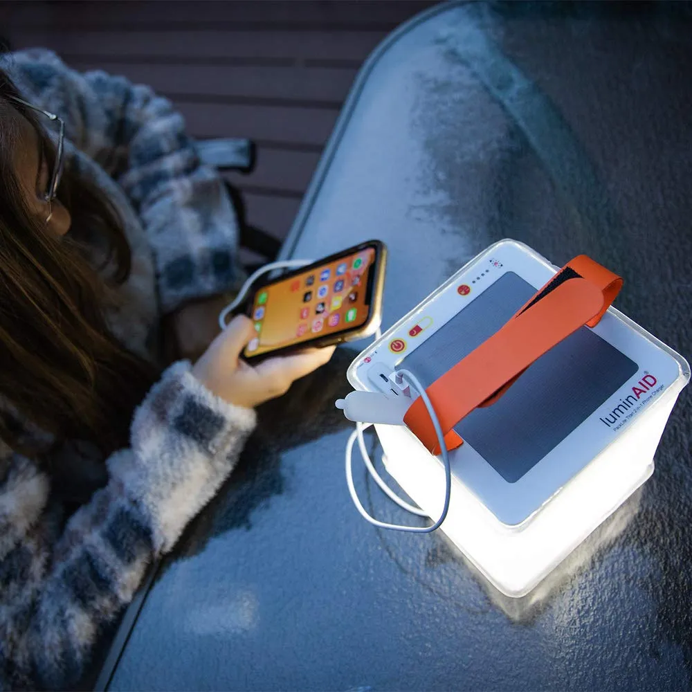 LuminAID 2-in-1 Solar Camping Lantern and Phone Charger - Inflatable LED Lamp for Camping, Hiking and Travel - Emergency Light for Power Outages, Hurricane, Survival Kits - As Seen on Shark Tank