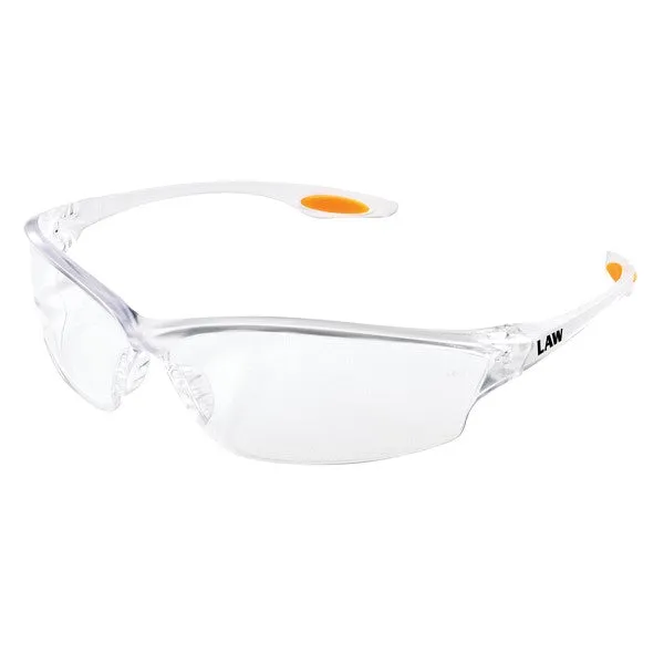 LW210 MCR Safety Law LW2 Series Safety Glasses, Clear Lens, Nylon Clear Temple