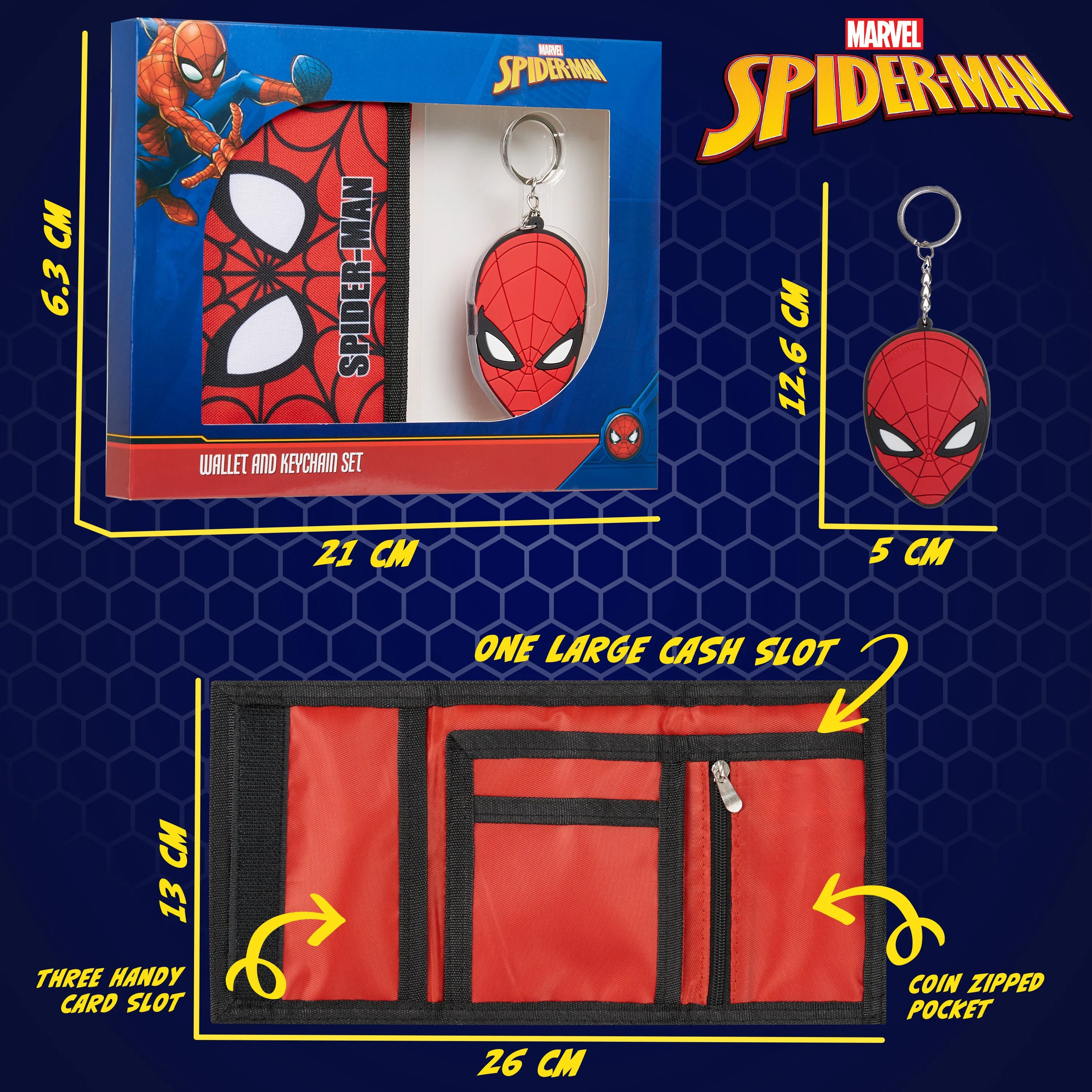 Marvel Boys Wallet and Keyring Gift Set - Red Spiderman