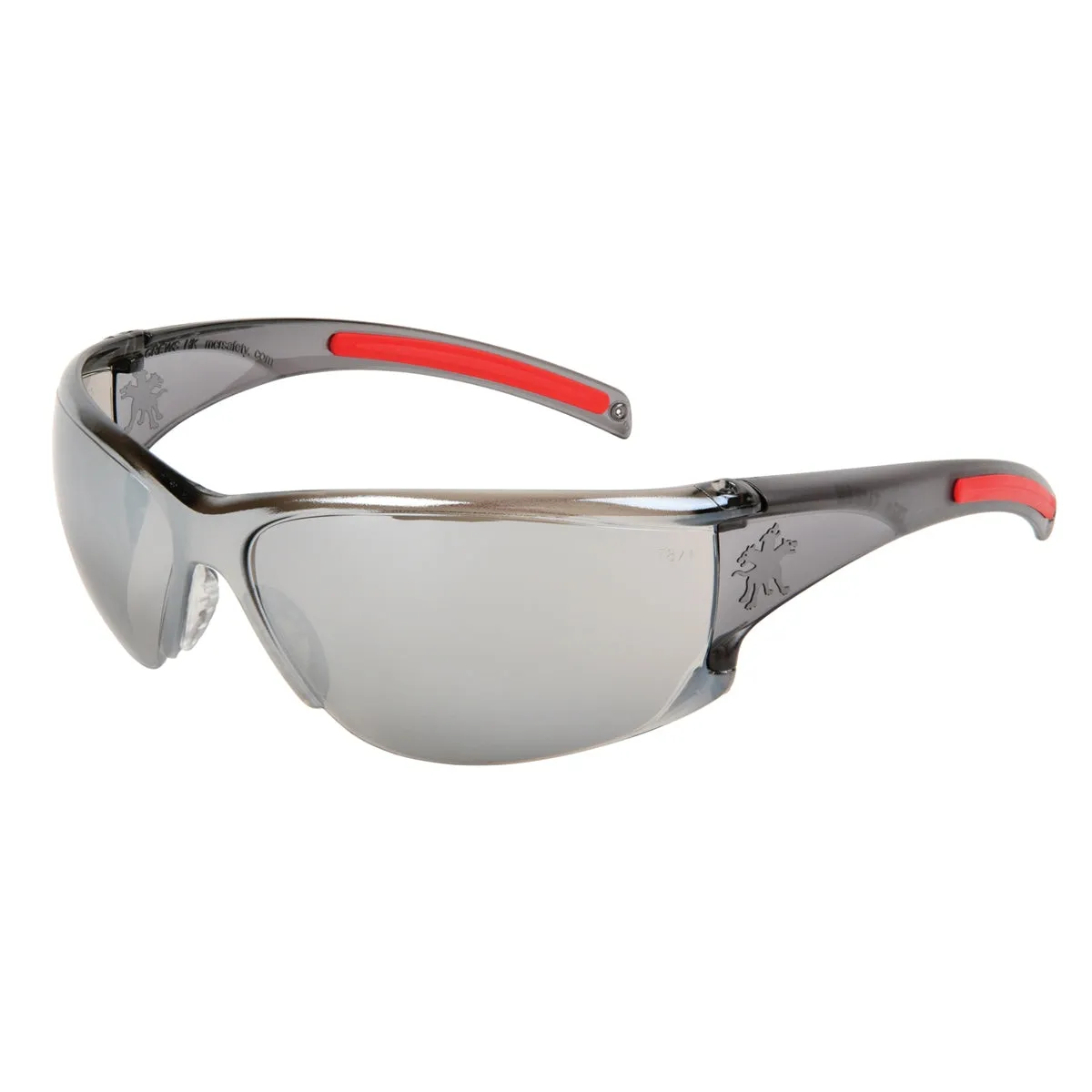 MCR Safety HK1 Safety Glasses - Smoke Temples - Silver Mirror Lens - HK117