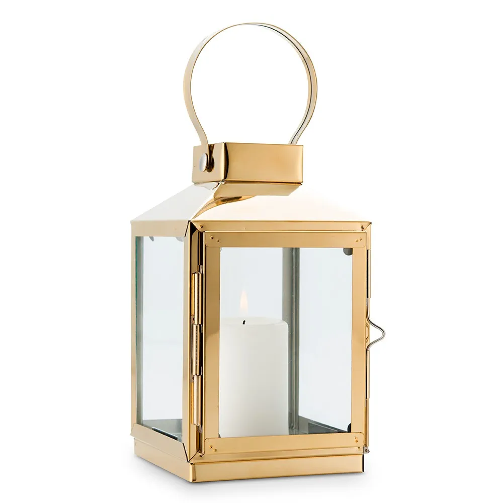 MEDIUM DECORATIVE CANDLE LANTERN - GOLD