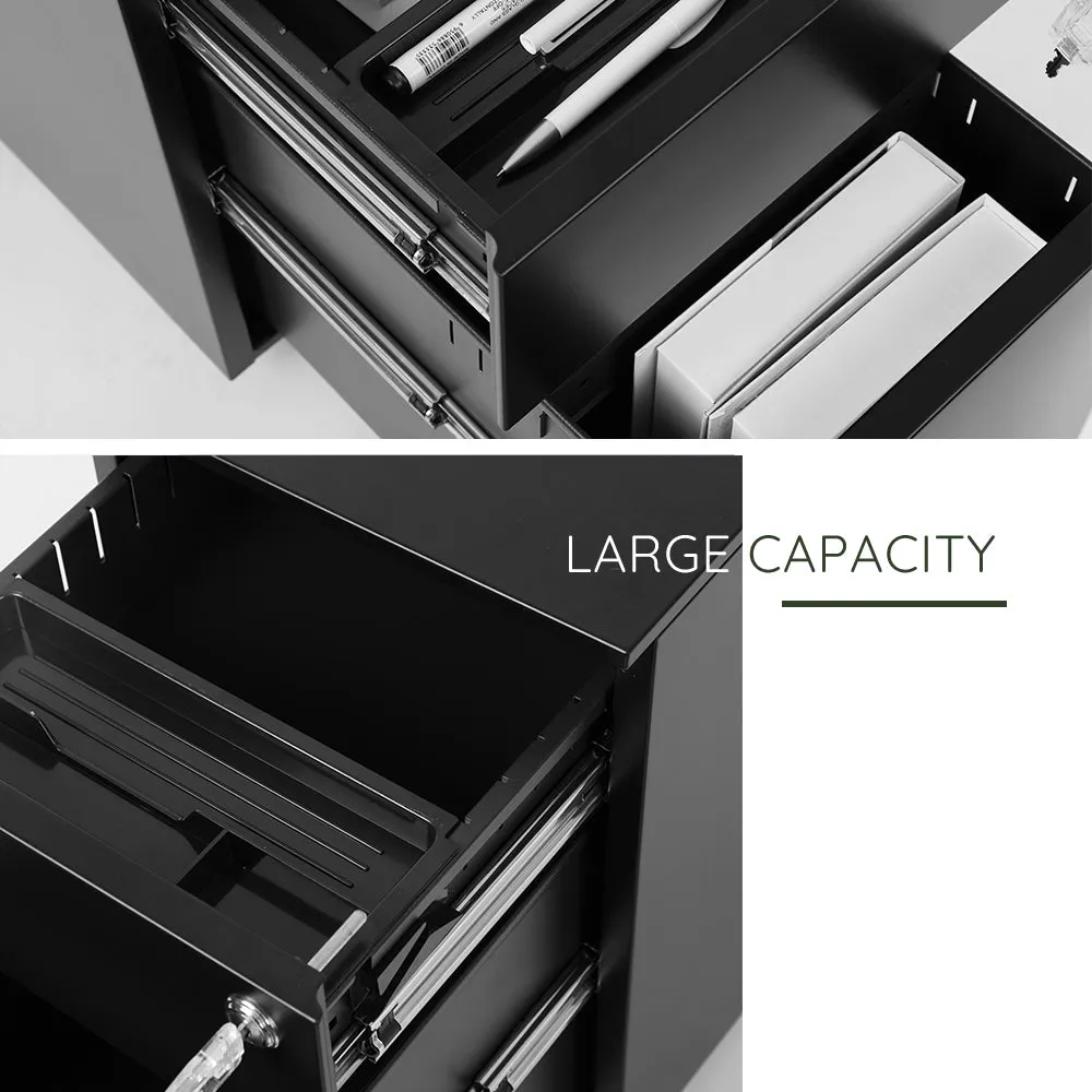 Metal File Cabinet with Lock -Black