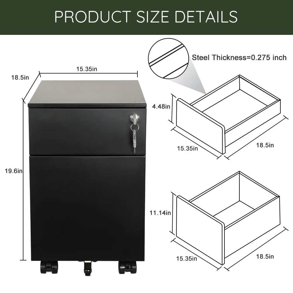 Metal File Cabinet with Lock -Black