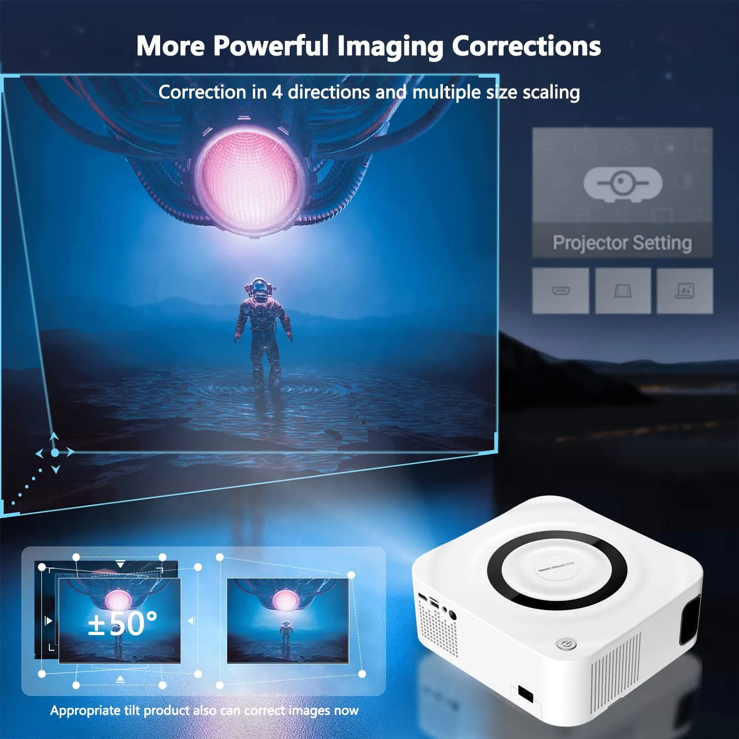 Mini Android Projector | Native 1080P 4K HD Projector | 200” Display Supported Mini Projector for Outdoor & Movies Home Theater