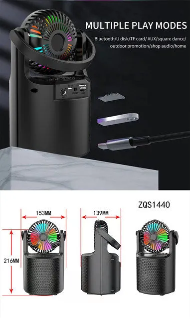 Mini Bluetooth Speaker with Fan LED Light ZQS1440