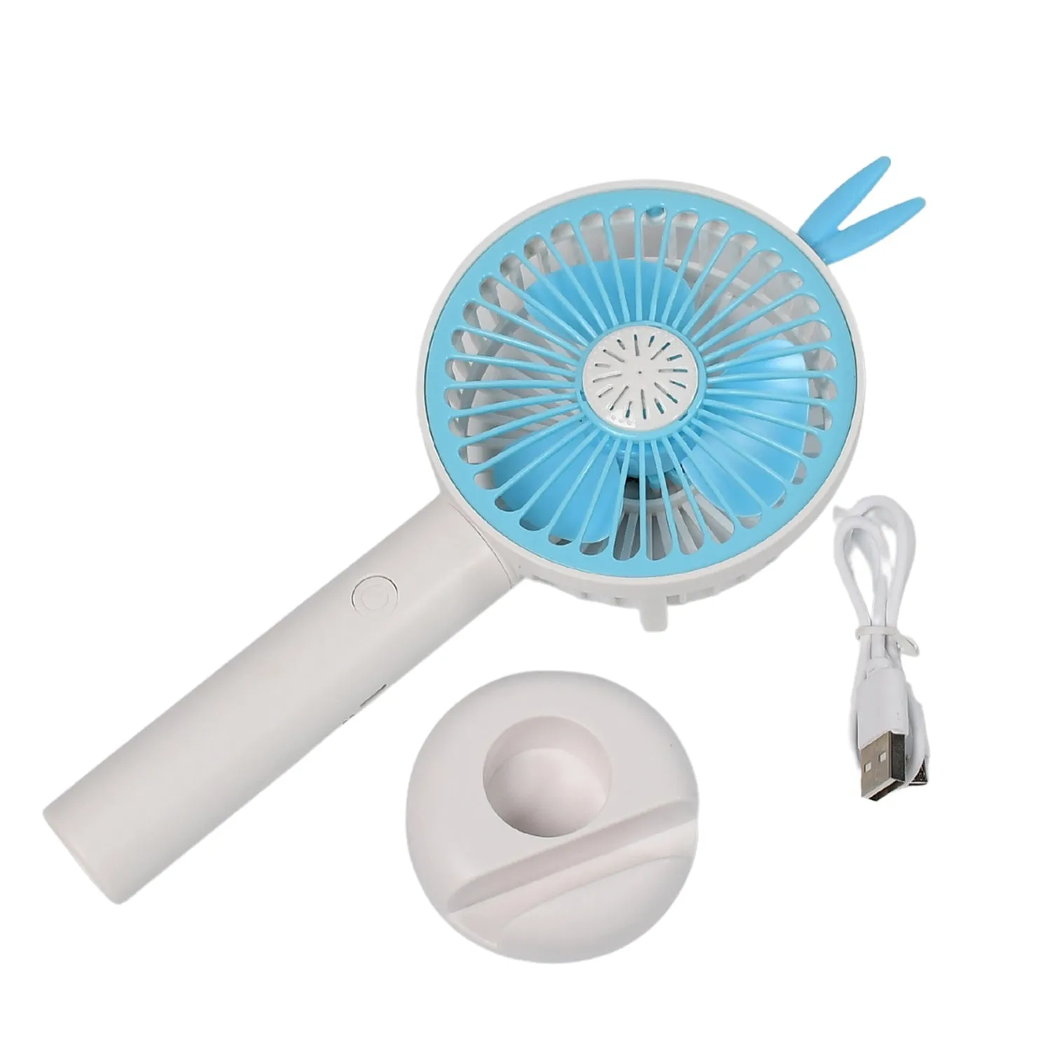 Mini Portable Hand Fan USB Rechargeable Fan With Led Light Fan for Indoor and Outdoor Use by Women and Men Table Standing Stand Included (Battery Not Include)