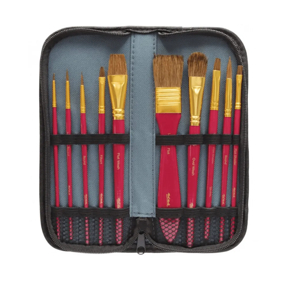 Mixed Bristle Brush Set Wallet 11pce - Watercolour