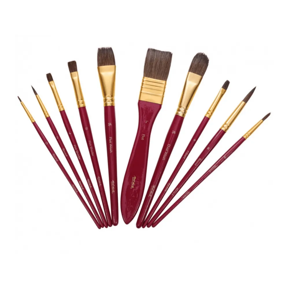 Mixed Bristle Brush Set Wallet 11pce - Watercolour