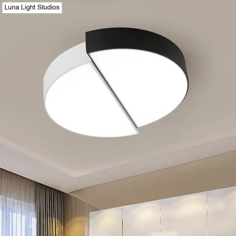 Modern Nordic 2-Semicircular Ceiling Light - Integrated LED Flush Mount in Black & White, Acrylic Shade - Ideal for Living Room (15"/19"/23" Dia)