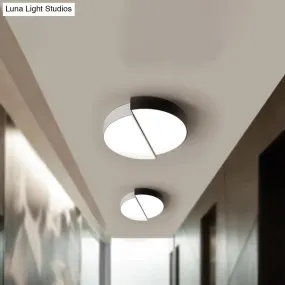 Modern Nordic 2-Semicircular Ceiling Light - Integrated LED Flush Mount in Black & White, Acrylic Shade - Ideal for Living Room (15"/19"/23" Dia)