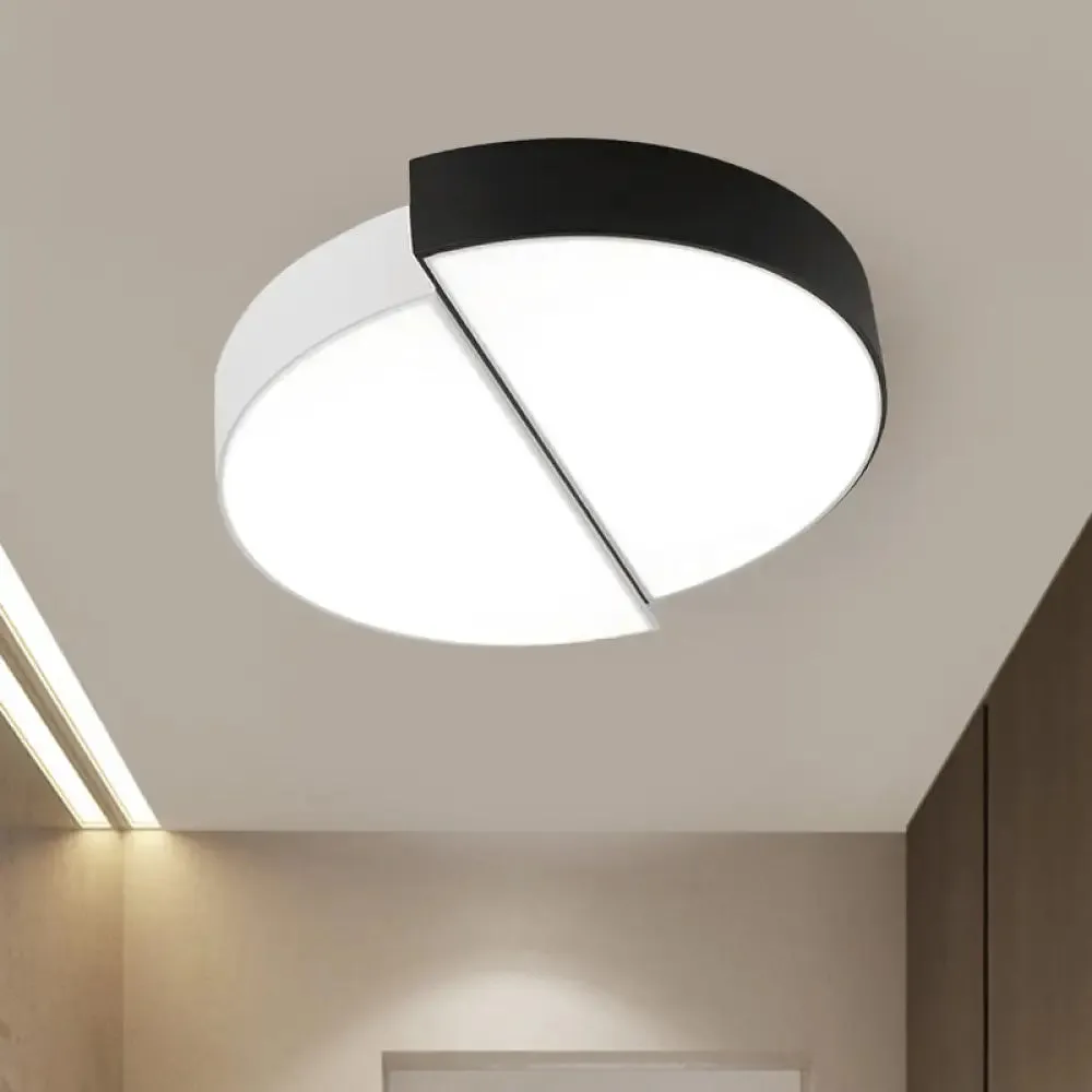 Modern Nordic 2-Semicircular Ceiling Light - Integrated LED Flush Mount in Black & White, Acrylic Shade - Ideal for Living Room (15"/19"/23" Dia)