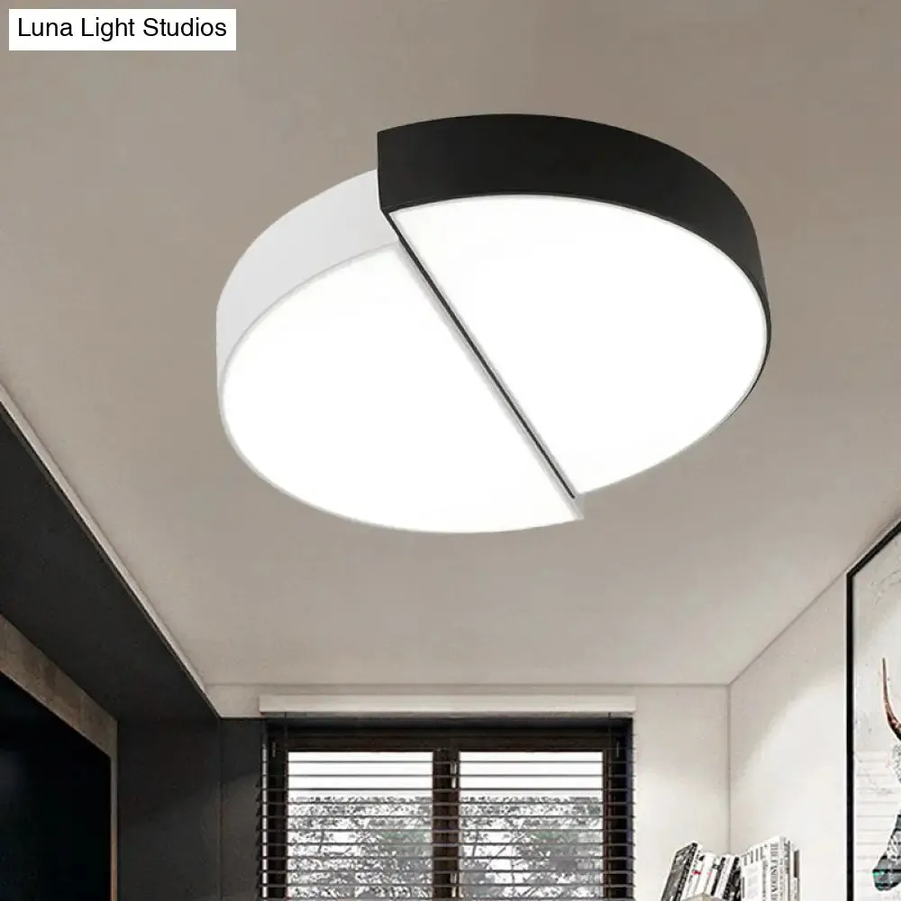 Modern Nordic 2-Semicircular Ceiling Light - Integrated LED Flush Mount in Black & White, Acrylic Shade - Ideal for Living Room (15"/19"/23" Dia)