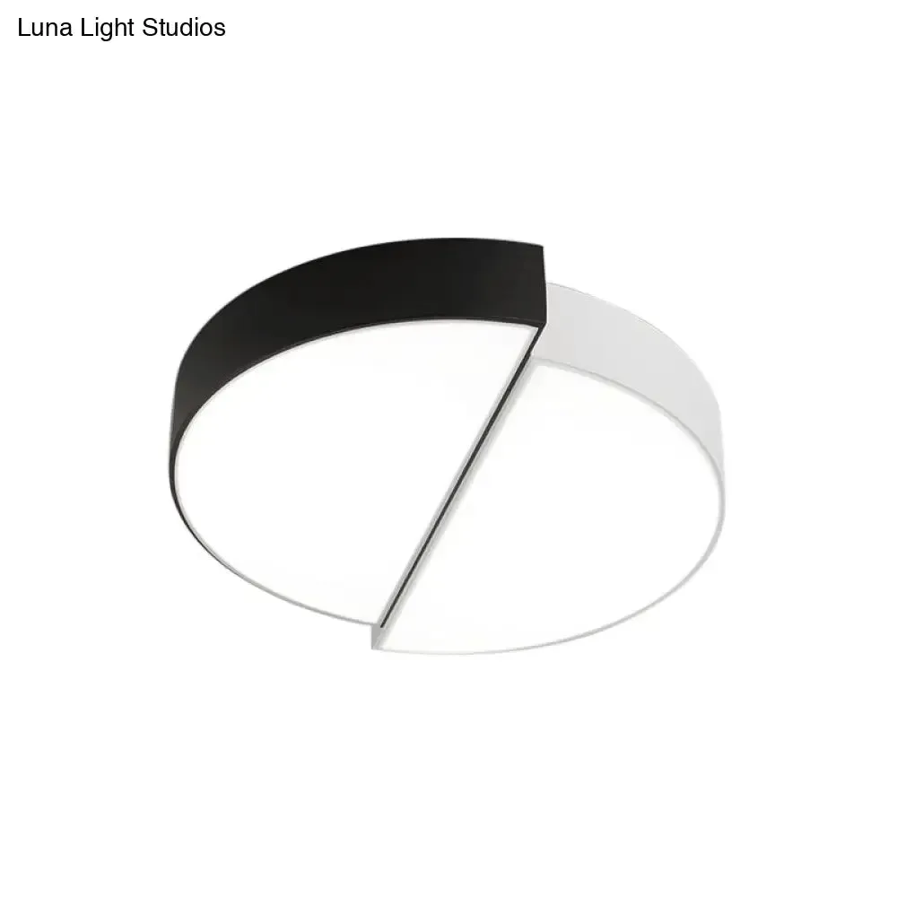 Modern Nordic 2-Semicircular Ceiling Light - Integrated LED Flush Mount in Black & White, Acrylic Shade - Ideal for Living Room (15"/19"/23" Dia)