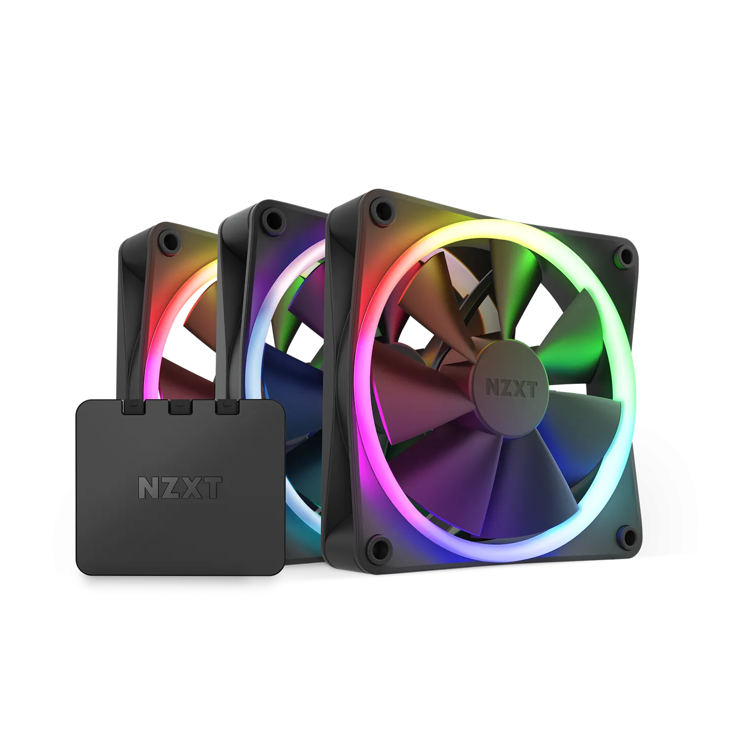 NZXT F120RGB - 120MM RGB HEATSINK FANS - TRIPLE (BLACK) RF-R12TF-B1