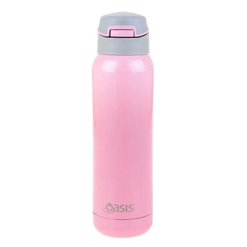 Oasis 500ml Insulated Water Bottle with Straw Soft Pink