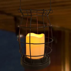 Outdoor Candle Lantern Iron LED Battery Patio Camping Hanging Light