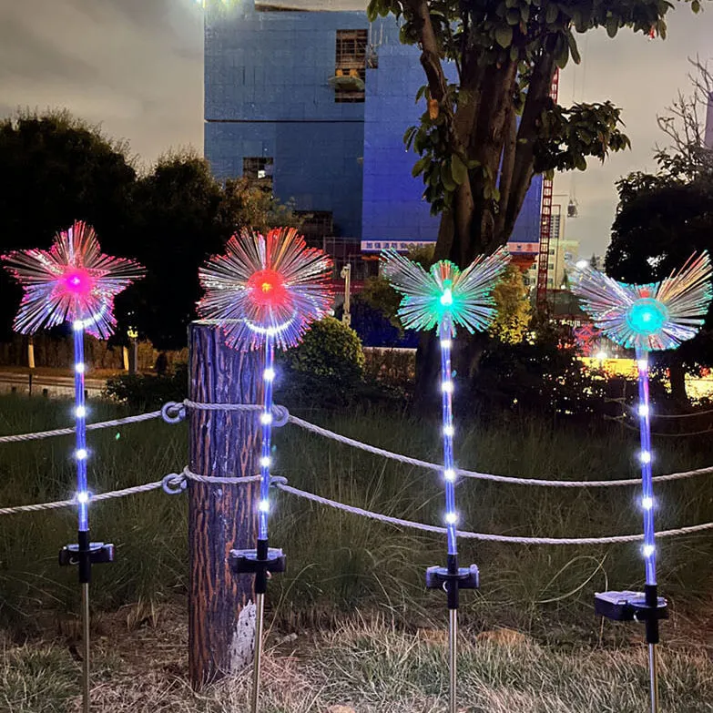 Outdoor Decorative Waterproof Butterfly Star Moon Fiber Optic Solar LED Lawn Flower Landscape Lighting