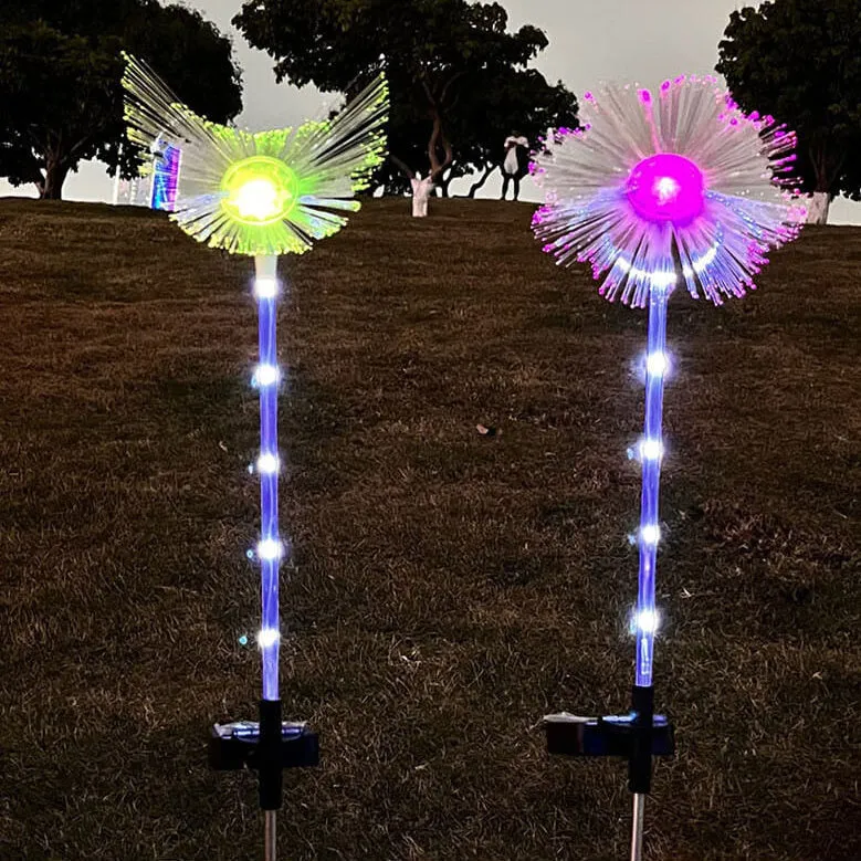 Outdoor Decorative Waterproof Butterfly Star Moon Fiber Optic Solar LED Lawn Flower Landscape Lighting