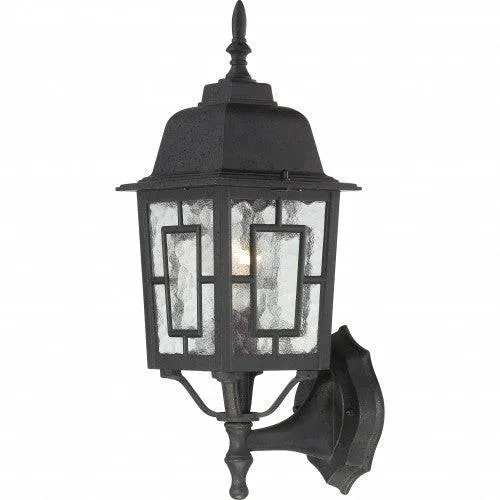 Outside Wall Lights in Textured Black Finish with Clear Water Glass