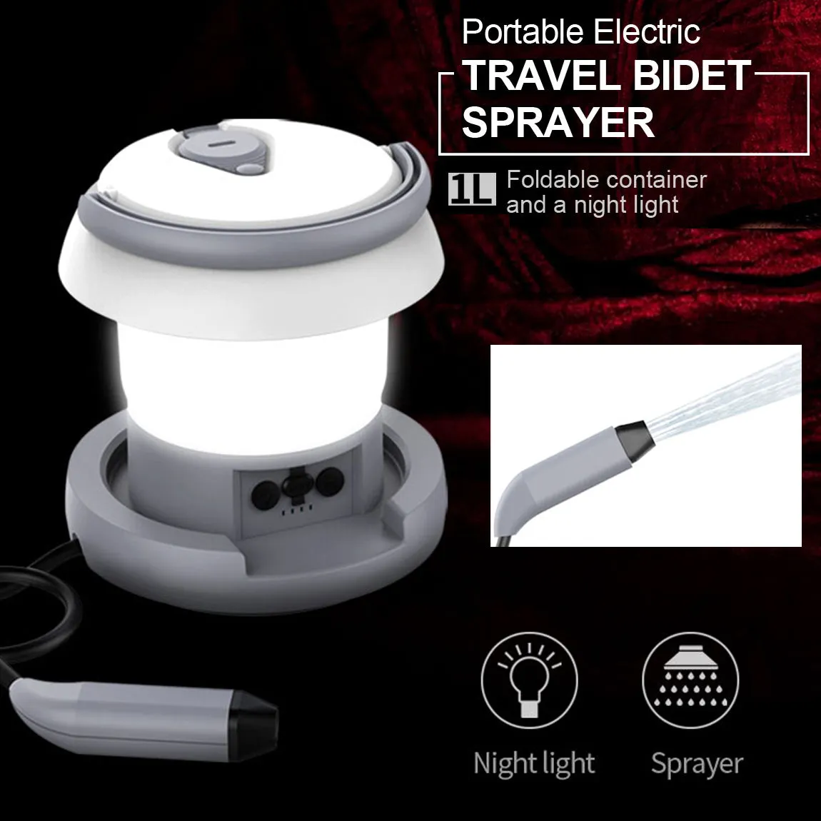 Portable Camping Bidet Sprayer Rechargeable with light & Traveling Camping