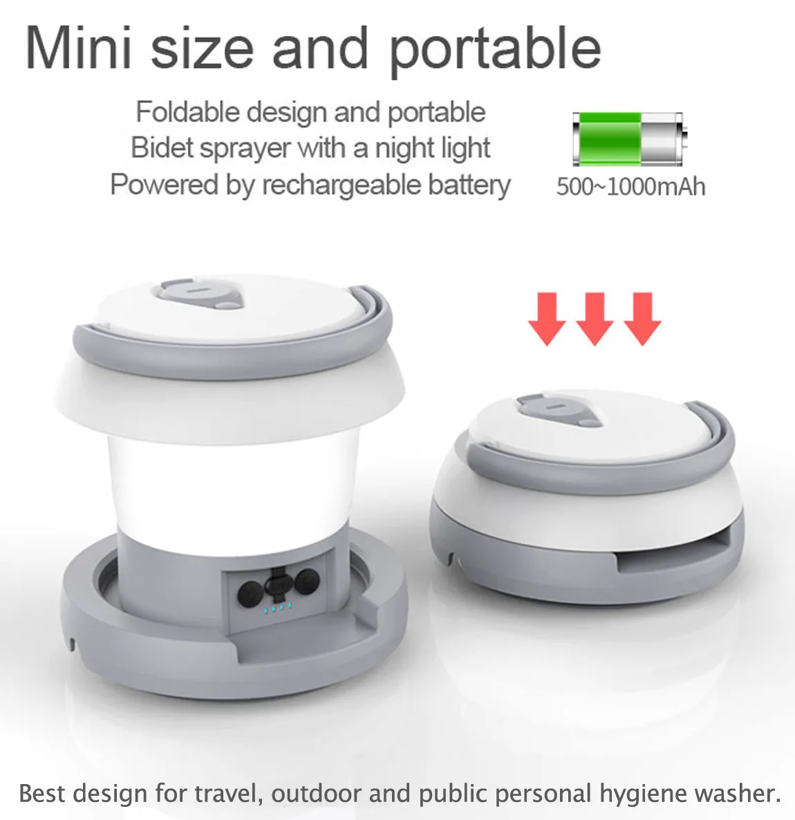 Portable Camping Bidet Sprayer Rechargeable with light & Traveling Camping