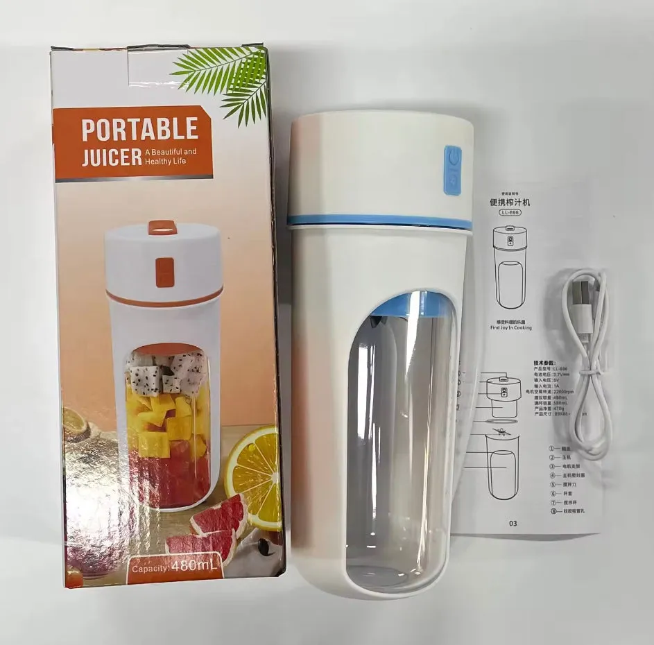 Portable Electric Juicer Handheld Smoothie Blender 480mL