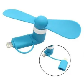 Portable Mini Fashion 2 In 1 Electric Air Cooler Fan For IPhone And Android Phone - Sky Blue