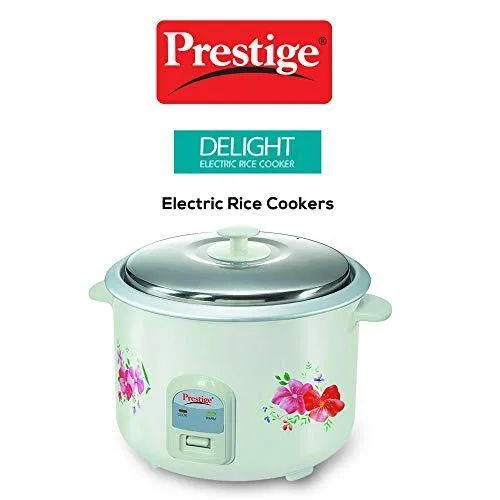 Prestige Delight Electric Rice Cooker PRWO 2.8-2 (1000 Watts) with 2 Aluminium Cooking Pans, Cooks Upto 1.7 kg Rice (Printed Flowers)