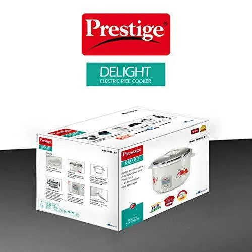 Prestige Delight Electric Rice Cooker PRWO 2.8-2 (1000 Watts) with 2 Aluminium Cooking Pans, Cooks Upto 1.7 kg Rice (Printed Flowers)