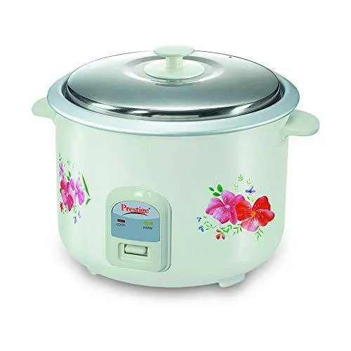 Prestige Delight Electric Rice Cooker PRWO 2.8-2 (1000 Watts) with 2 Aluminium Cooking Pans, Cooks Upto 1.7 kg Rice (Printed Flowers)