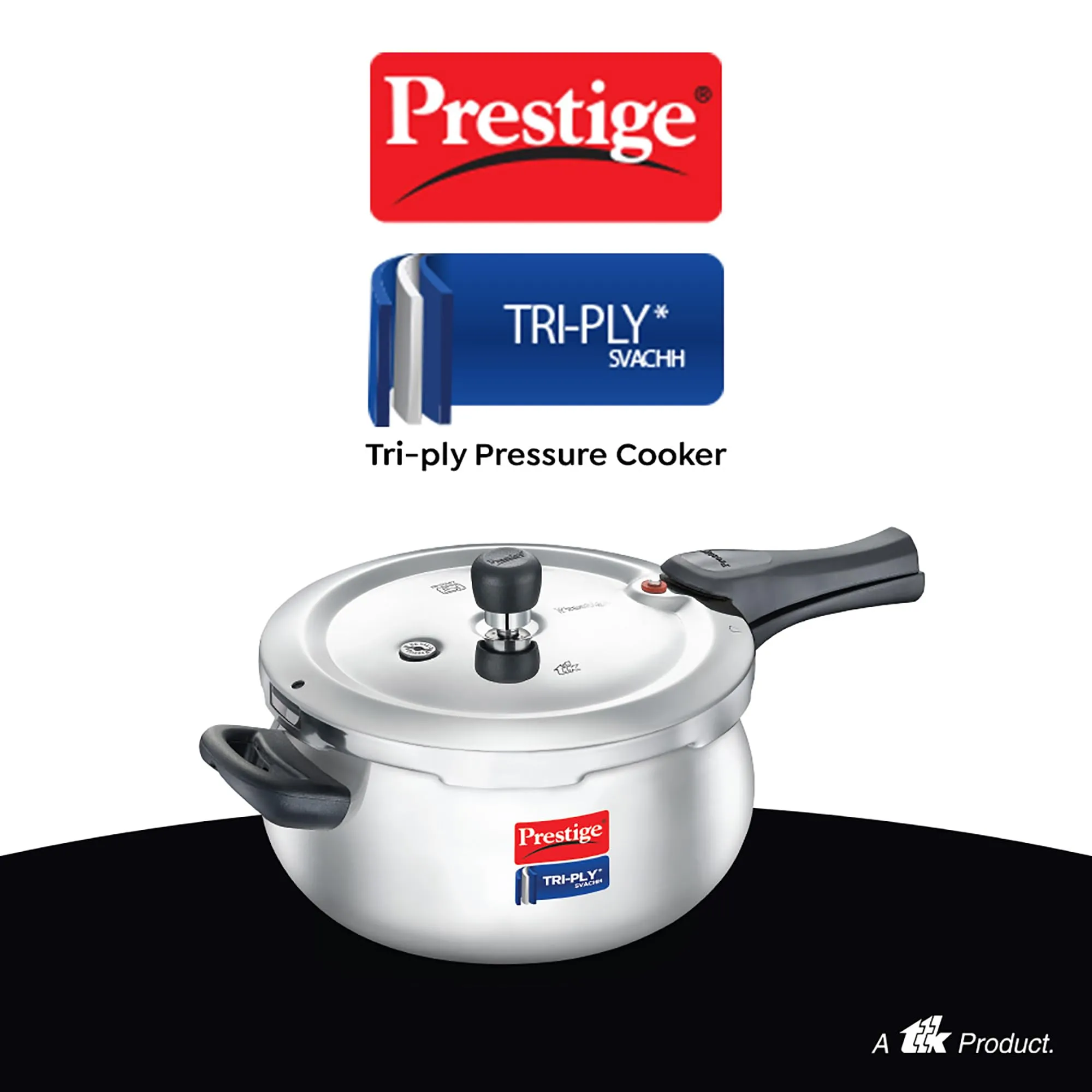 Prestige Stainless Steel Svachh Tri-Ply Handi Pressure Cooker 5 Litre, 5 Liter,Silver