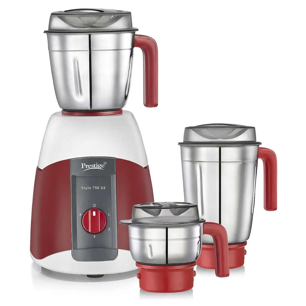 Prestige Stylo V2 Juicer Mixer Grinder 3 Jars Red