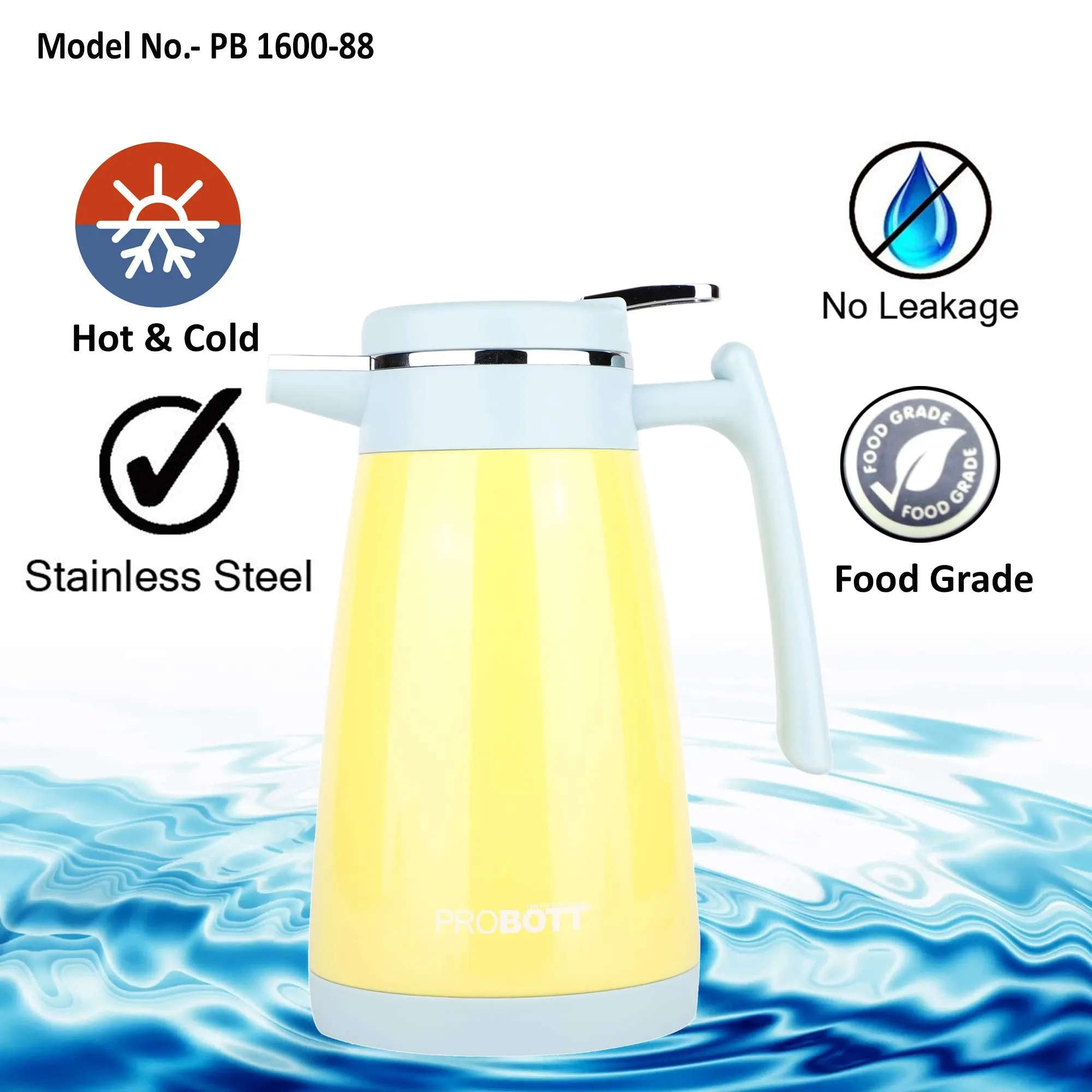 PROBOTT Thermosteel Mocha Tea Coffee Pot 1600ml Each - Assorted (Pack of 4)