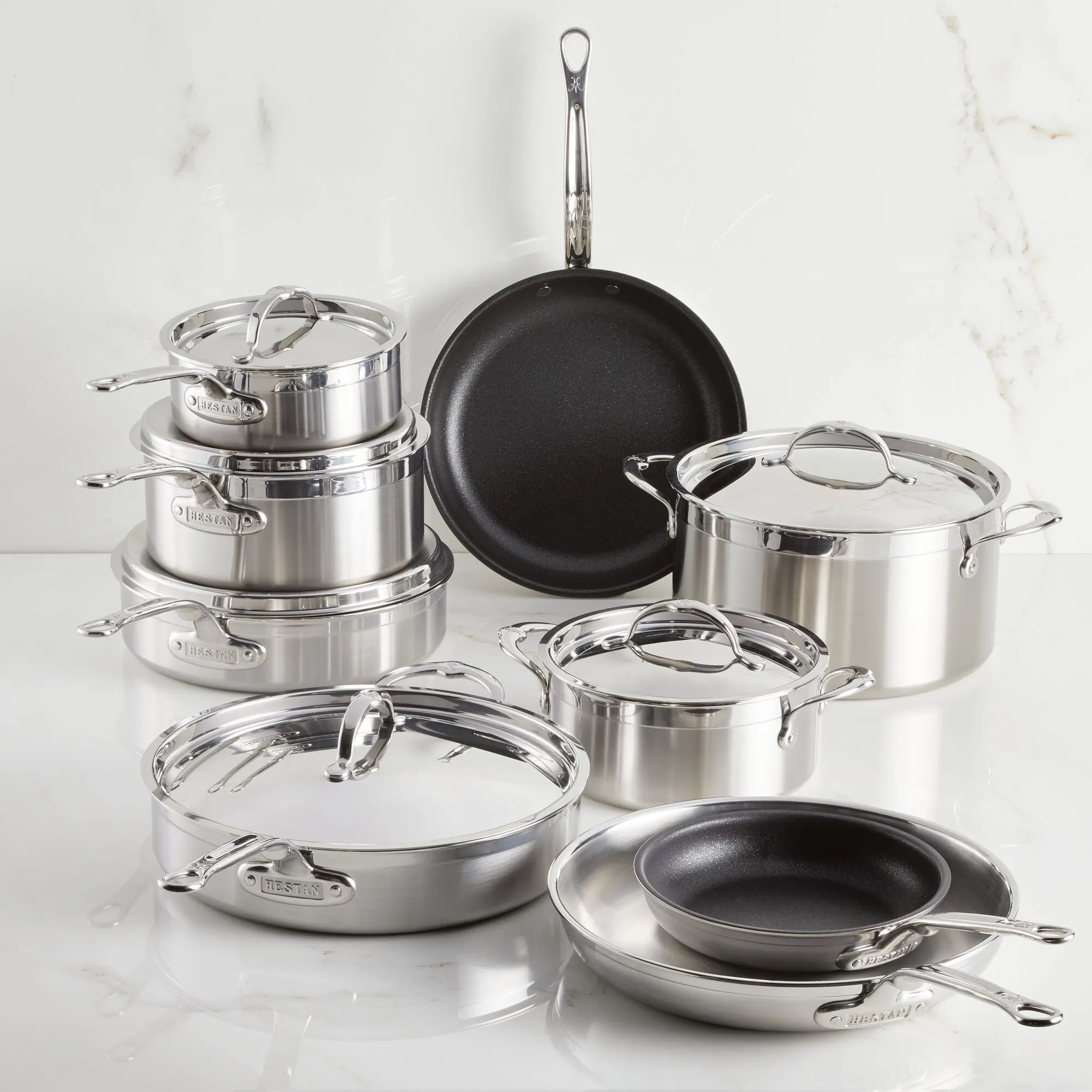 Professional Clad Stainless Steel Epicurean Set, 15-piece