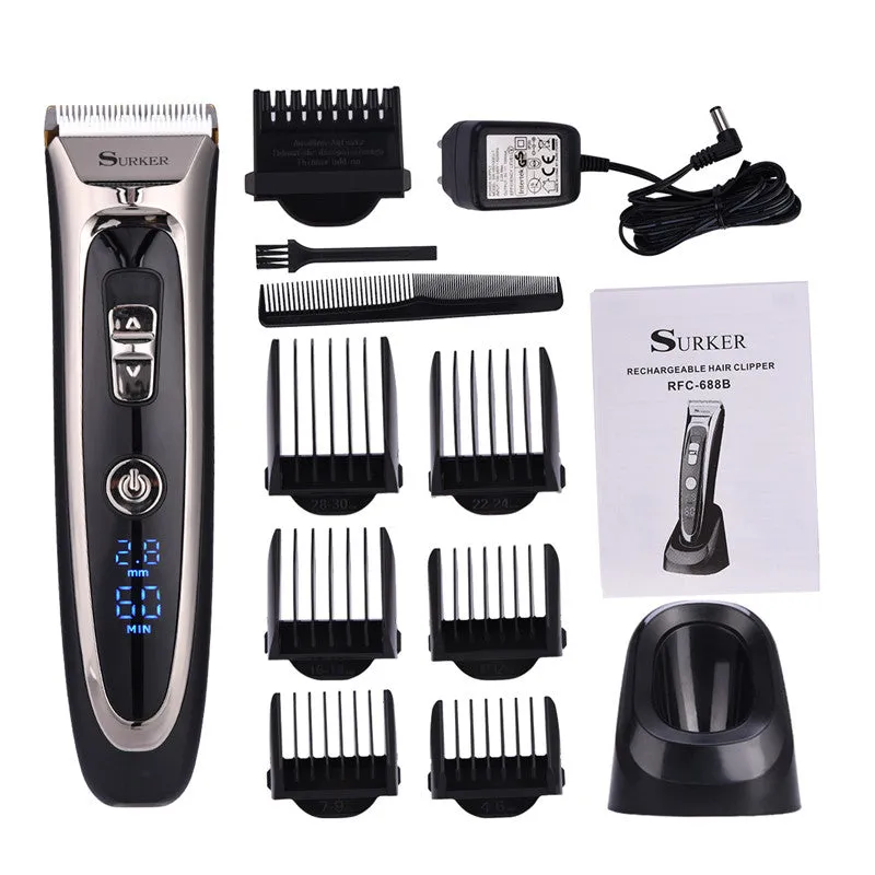 Professional Rechargeable Hair Clipper/Trimmer LED Display Hair Cutting Machine