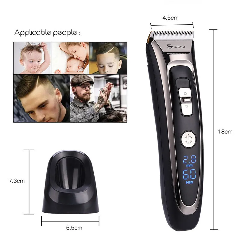 Professional Rechargeable Hair Clipper/Trimmer LED Display Hair Cutting Machine