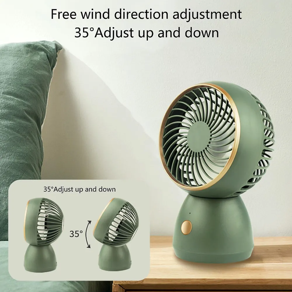 Rechargeable 3-Gear Wind Speed Desk Fan Ab-J404 Green