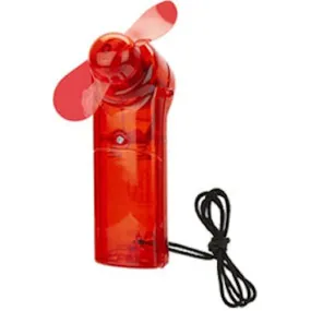 Red Hand Fan With Neck Cord -Battery Operated Portable Cooling Device