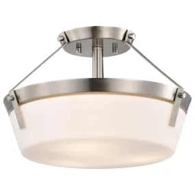 Rowen 15 in. 3 lights Semi-flush Mount Light Brushed Nickel Finish