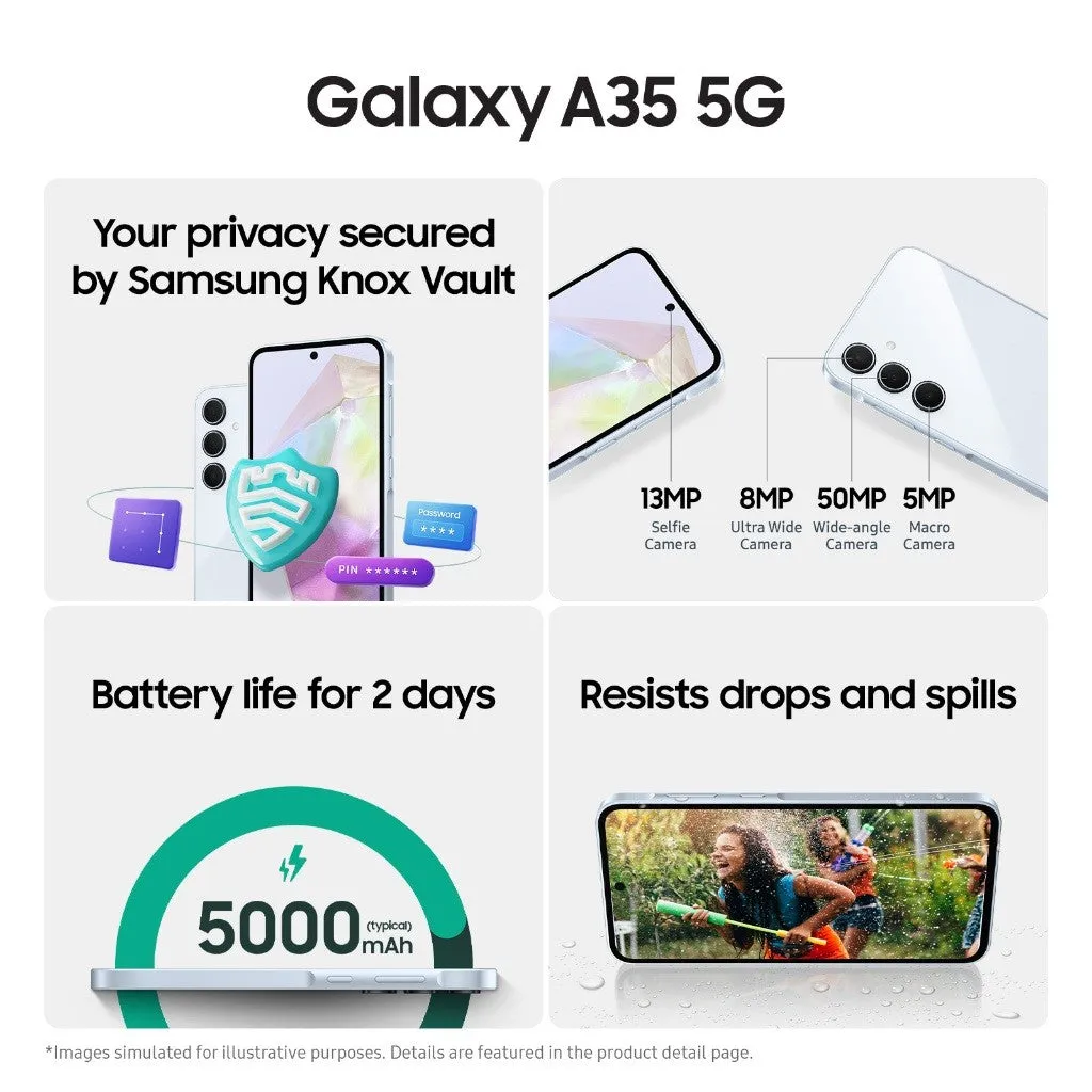 SAMSUNG Galaxy A35 5G, 6.6" FHD  Super AMOLED Display (8GB RAM   256GB ROM) 50MP OIS Camera, Large Battery