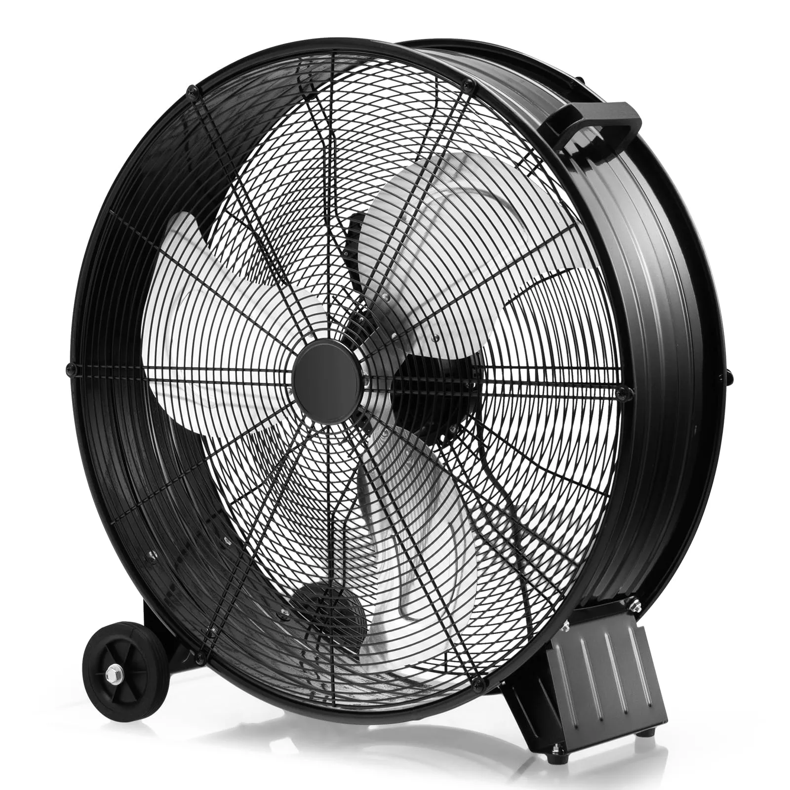 Tangkula 24” Industrial Drum Fan, 3-speed High Velocity Floor Fan with Aluminum Blades