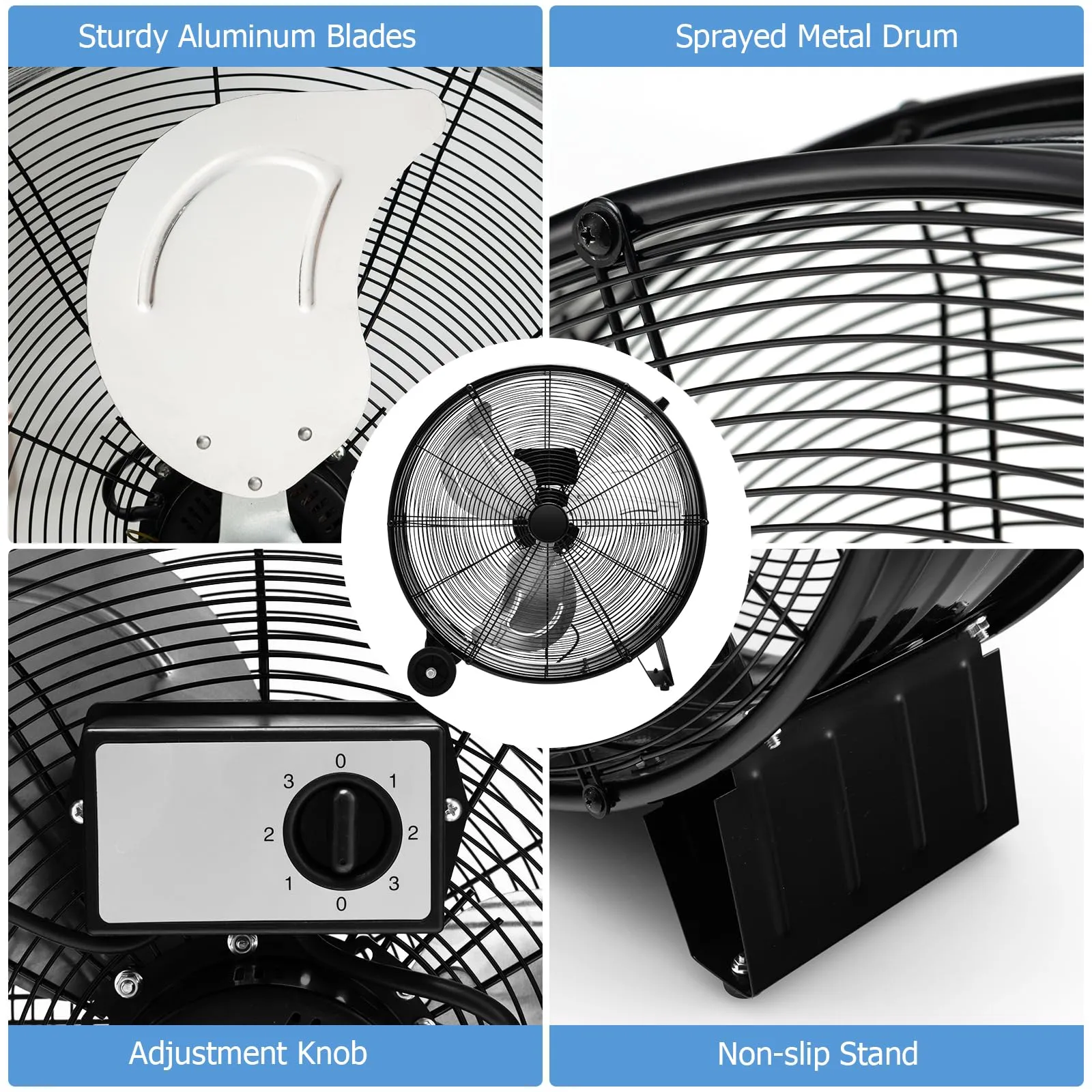 Tangkula 24” Industrial Drum Fan, 3-speed High Velocity Floor Fan with Aluminum Blades