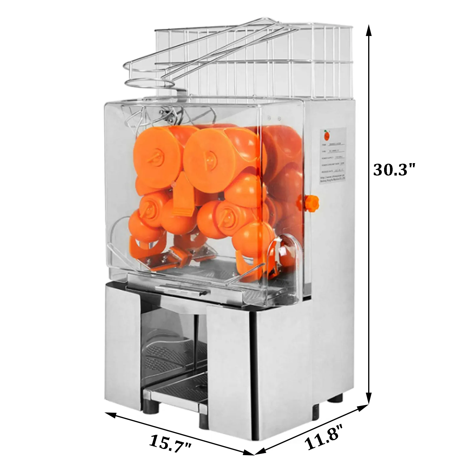 TECSPACE Commercial 304 Stainless Steel Juicer Machine,120W Lemon Squeezer Citrus Juicer with Dual Peel Storage Box,Draw-out Filter,Drip Tray