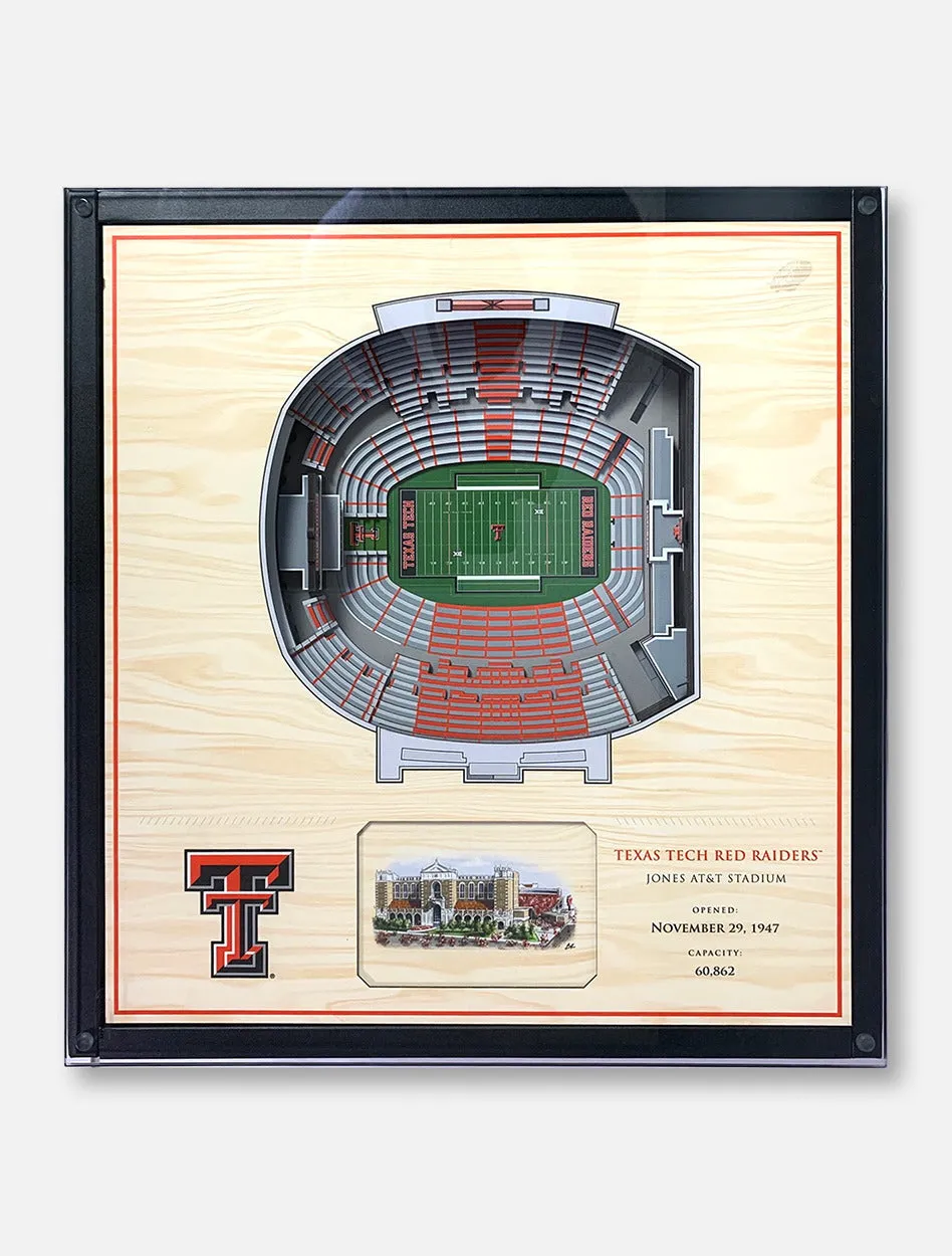 Texas Tech Red Raiders Three-Dimensional Twenty-Five-Layer View of Jones AT&T Stadium Lighted End Table